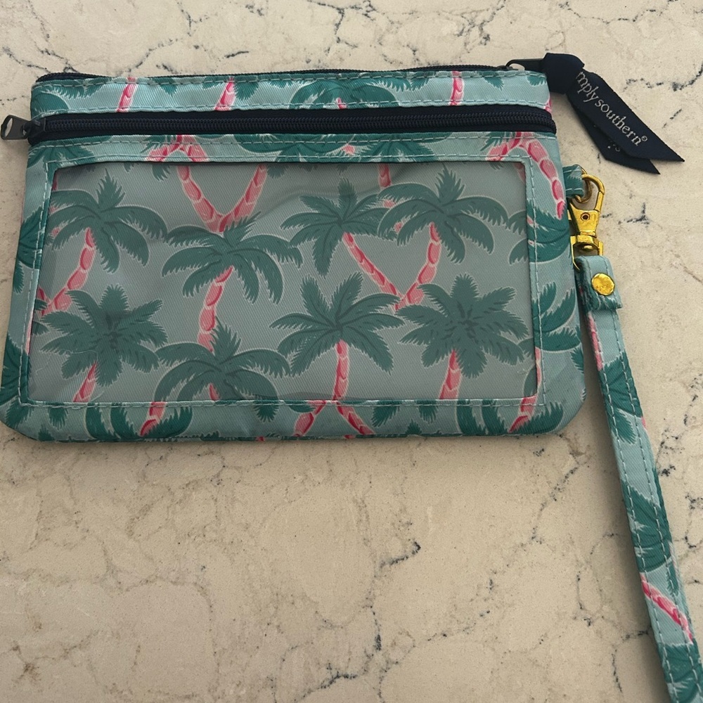Simply Southern Green and Pink Palm Wristlet